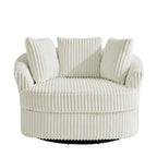 Lot de 2 fauteuils pivotants ronds surdimensionnés en velours côtelé moelleux de 43 po de large avec oreillers