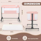Berceau à roulettes – Beige / Gris / Rose, cododo, pour 1 bébé