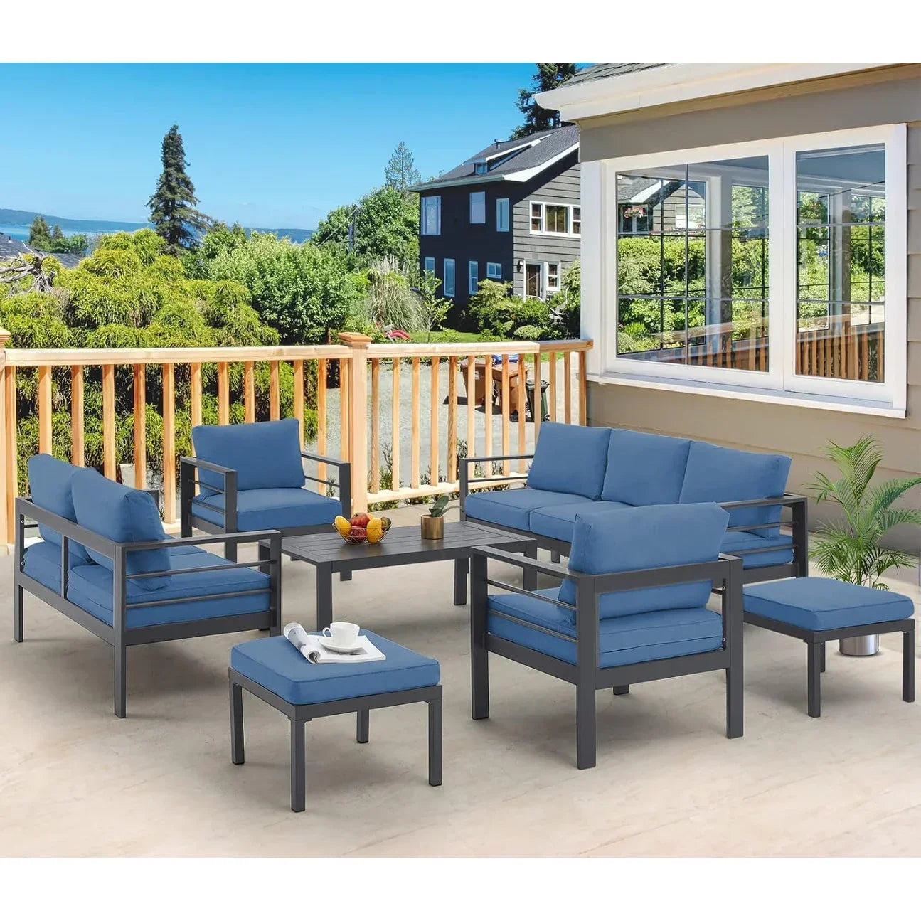 AECOJOY Ensemble de 7 Meubles de Jardin en Aluminium pour Extérieur