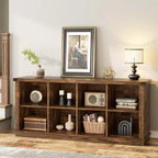 Étagère de rangement à 8 cubes, bibliothèque horizontale de style ferme, bibliothèque de rangement en bois de 157 cm pour entrée, étagères basses et longues pour salon
