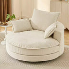 Fauteuil d'appoint pivotant à 360°, Fauteuil pivotant rond en forme de baril avec coussin pour salon