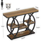Table console Lantine 39.4, table de canapé industrielle à 4 niveaux Table d'entrée avec étagères de rangement et cadre en métal pour petits espaces, couloir, foyer, marron