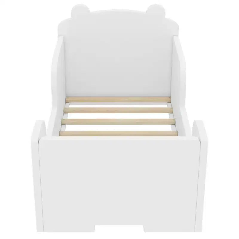 Lit au sol en forme d'ours Okak pour les 3-6 ans, cadre de lit pour tout-petits avec barrière de sécurité, lit pour enfants en forme d'animal mignon