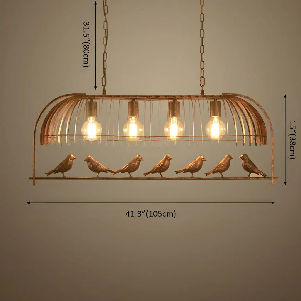 Suspension îlot de cuisine industrielle en métal en forme de cage à oiseaux