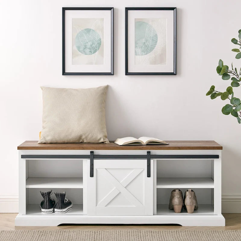 Banc avec porte coulissante type grange Middlebrook, 48 po
