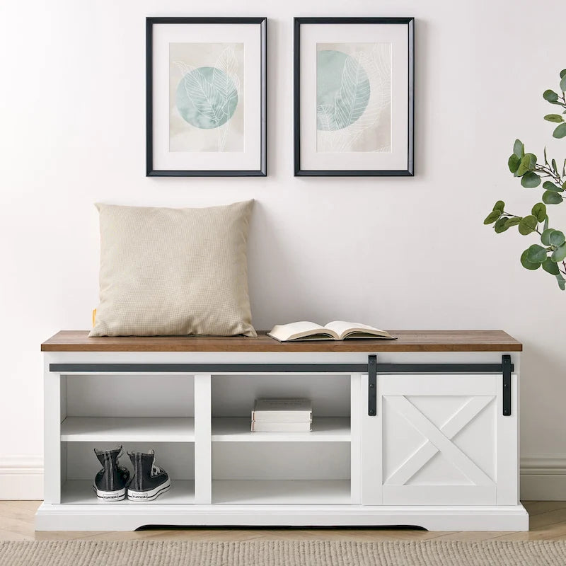 Banc avec porte coulissante type grange Middlebrook, 48 po