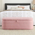 Banc de rangement en tissu Teddy, tabouret de bout de lit avec charnière de sécurité