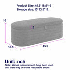 Banc de rangement en tissu Teddy, tabouret de bout de lit avec charnière de sécurité