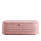 Banc de rangement en tissu Teddy, tabouret de bout de lit avec charnière de sécurité