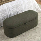 Banc de rangement en tissu Teddy, tabouret de bout de lit avec charnière de sécurité