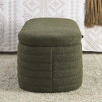 Banc de rangement en tissu Teddy, tabouret de bout de lit avec charnière de sécurité