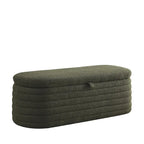 Banc de rangement en tissu Teddy, tabouret de bout de lit avec charnière de sécurité