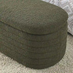 Banc de rangement en tissu Teddy, tabouret de bout de lit avec charnière de sécurité