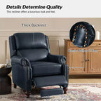 Ensemble de 2 fauteuils inclinables modernes en cuir véritable Elisabete avec garniture cloutée vintage pour salon et chambre à coucher | ART OF LIVING DESIGNS