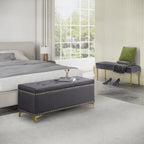 Lot de 2 banquettes doubles en velours capitonné avec pieds dorés et clous décoratifs
