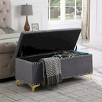 Lot de 2 banquettes doubles en velours capitonné avec pieds dorés et clous décoratifs