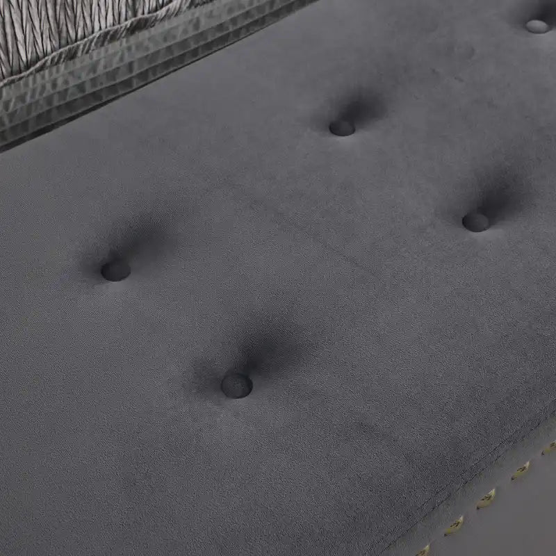 Lot de 2 banquettes doubles en velours capitonné avec pieds dorés et clous décoratifs