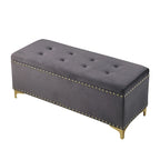 Lot de 2 banquettes doubles en velours capitonné avec pieds dorés et clous décoratifs