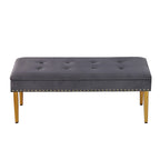 Lot de 2 banquettes doubles en velours capitonné avec pieds dorés et clous décoratifs