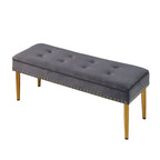 Lot de 2 banquettes doubles en velours capitonné avec pieds dorés et clous décoratifs