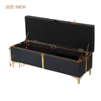 Banc de rangement ottoman en tissu PU avec pieds en métal, entièrement assemblé à l'exception des pieds