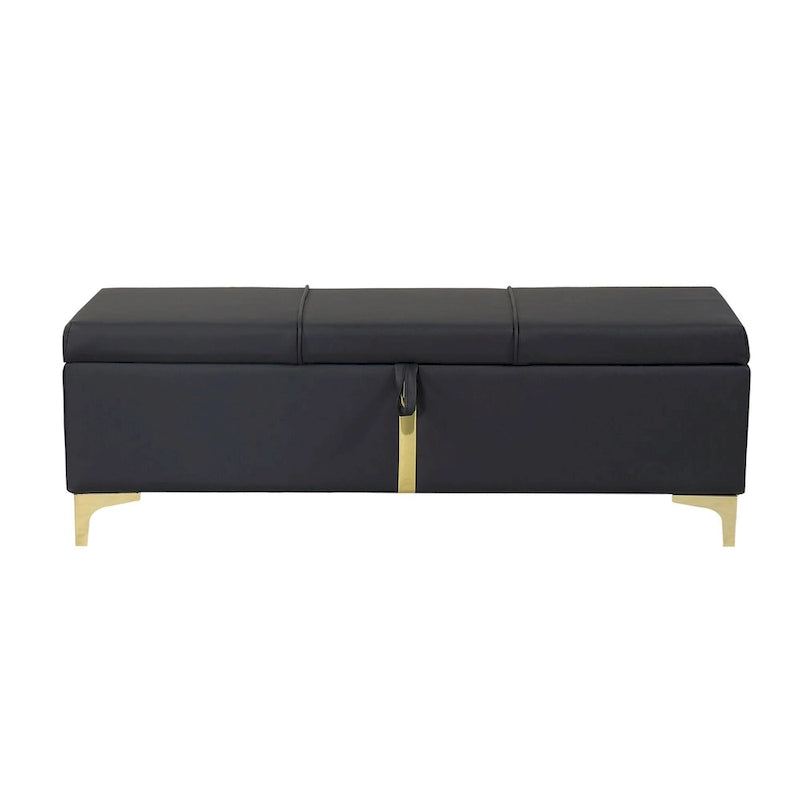 Banc de rangement ottoman en tissu PU avec pieds en métal, entièrement assemblé à l'exception des pieds