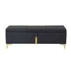Banc de rangement ottoman en tissu PU avec pieds en métal, entièrement assemblé à l'exception des pieds