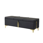 Banc de rangement ottoman en tissu PU avec pieds en métal, entièrement assemblé à l'exception des pieds