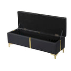 Banc de rangement ottoman en tissu PU avec pieds en métal, entièrement assemblé à l'exception des pieds