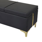 Banc de rangement ottoman en tissu PU avec pieds en métal, entièrement assemblé à l'exception des pieds