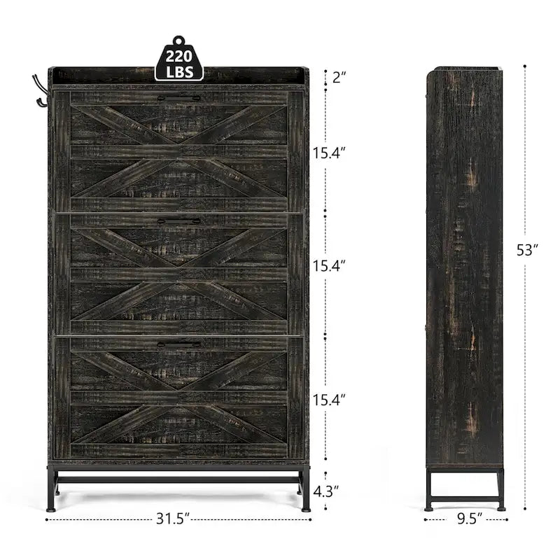 Meuble à chaussures, Meuble à chaussures d'entrée, Meuble de rangement pour balcon, Grand porte-chaussures, Gris