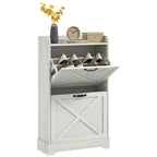 Oak Shoe Cabinet with 2 Sliding Doors