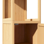 Meuble de rangement haut et étroit avec porte persienne et 3 étagères, colonne de salle de bain autoportante