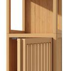 Meuble de rangement haut et étroit avec porte persienne et 3 étagères, colonne de salle de bain autoportante