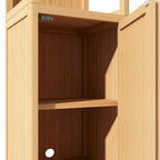 Meuble de rangement haut et étroit avec porte persienne et 3 étagères, colonne de salle de bain autoportante