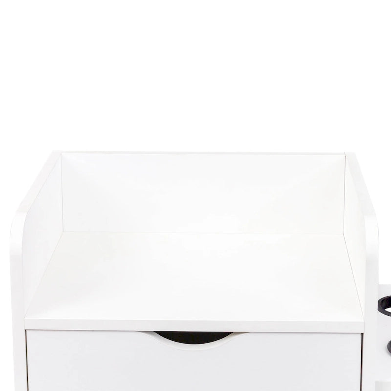 Meuble de rangement de salon à 4 niveaux avec 2 porte-sèche-cheveux et 4 tiroirs