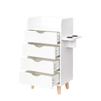 Meuble de rangement de salon à 4 niveaux avec 2 porte-sèche-cheveux et 4 tiroirs