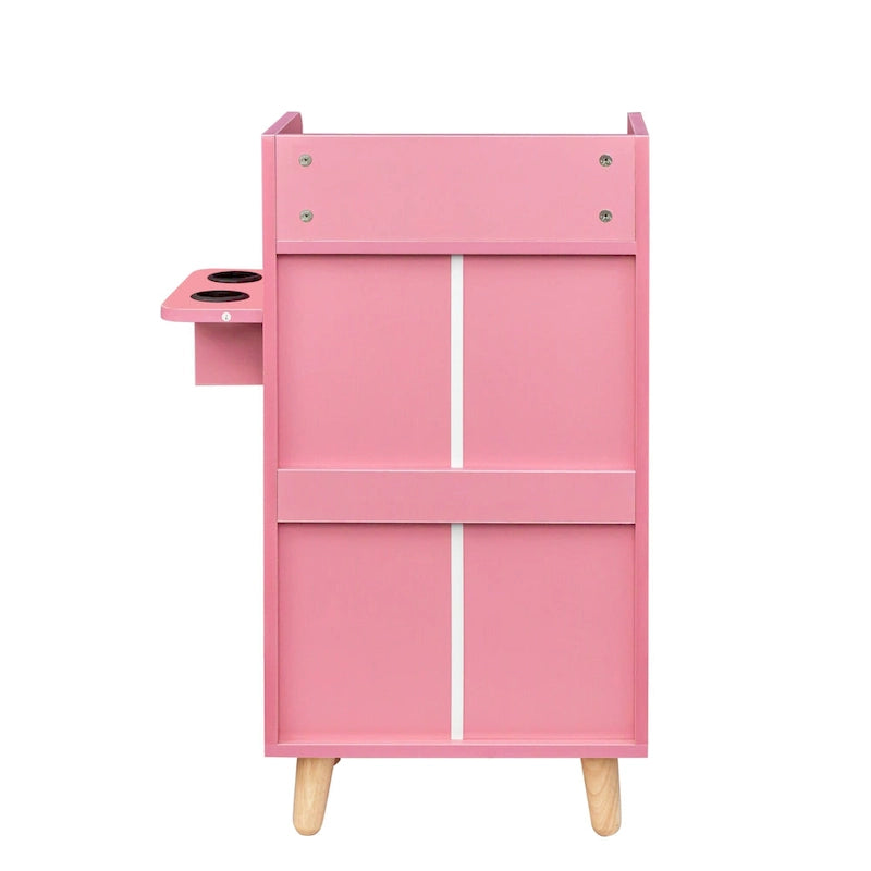 Meuble de rangement de salon à 4 niveaux avec 2 porte-sèche-cheveux et 4 tiroirs