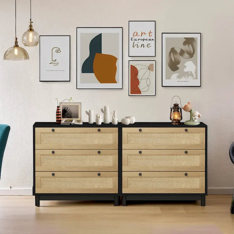 Lot de 2 commodes Brooklyn Woven à 3 tiroirs