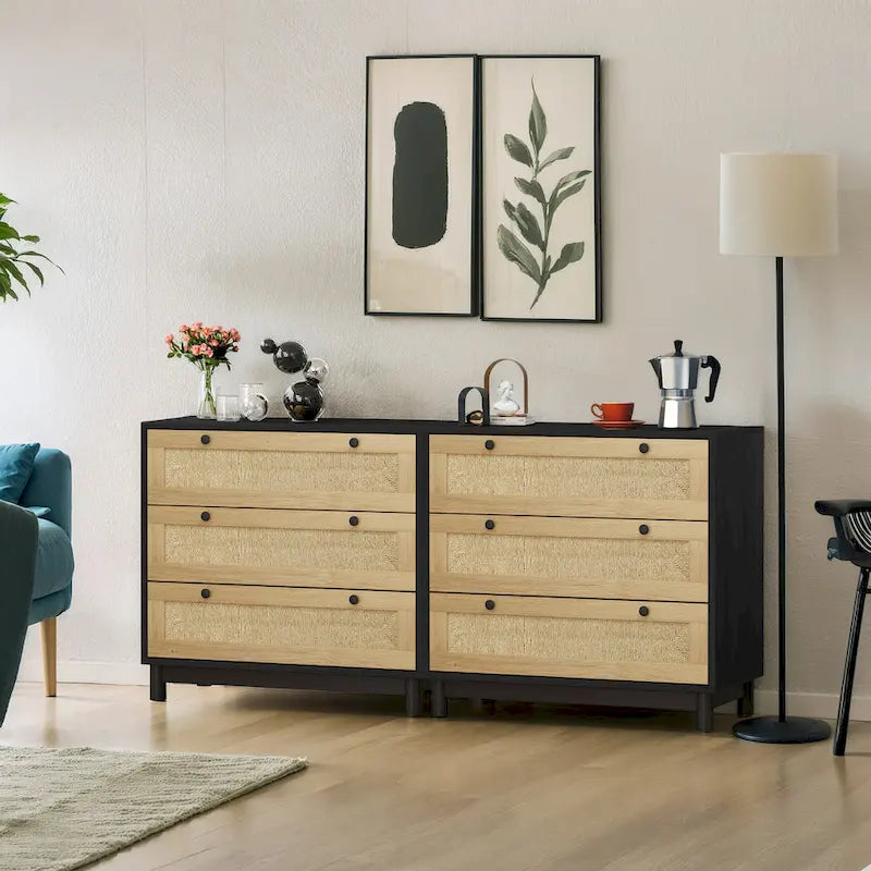 Lot de 2 commodes Brooklyn Woven à 3 tiroirs