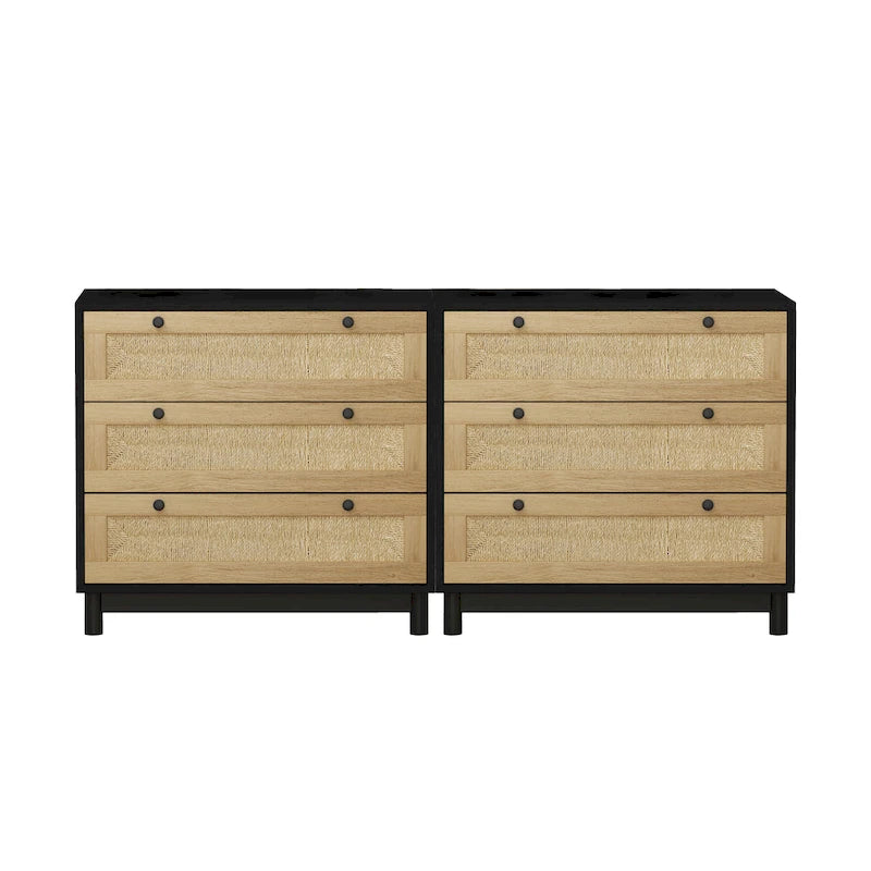 Lot de 2 commodes Brooklyn Woven à 3 tiroirs