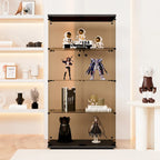 Vitrine 2 portes en verre teinté avec 4 étagères, bibliothèque murale sur pied
