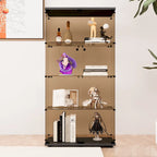 Vitrine 2 portes en verre teinté avec 4 étagères, bibliothèque murale sur pied