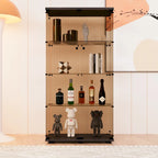 Vitrine 2 portes en verre teinté avec 4 étagères, bibliothèque murale sur pied