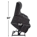Fauteuil inclinable gris surdimensionné en chenille avec massage, chauffage et inclinaison à plat