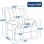 Fauteuil inclinable gris surdimensionné en chenille avec massage, chauffage et inclinaison à plat
