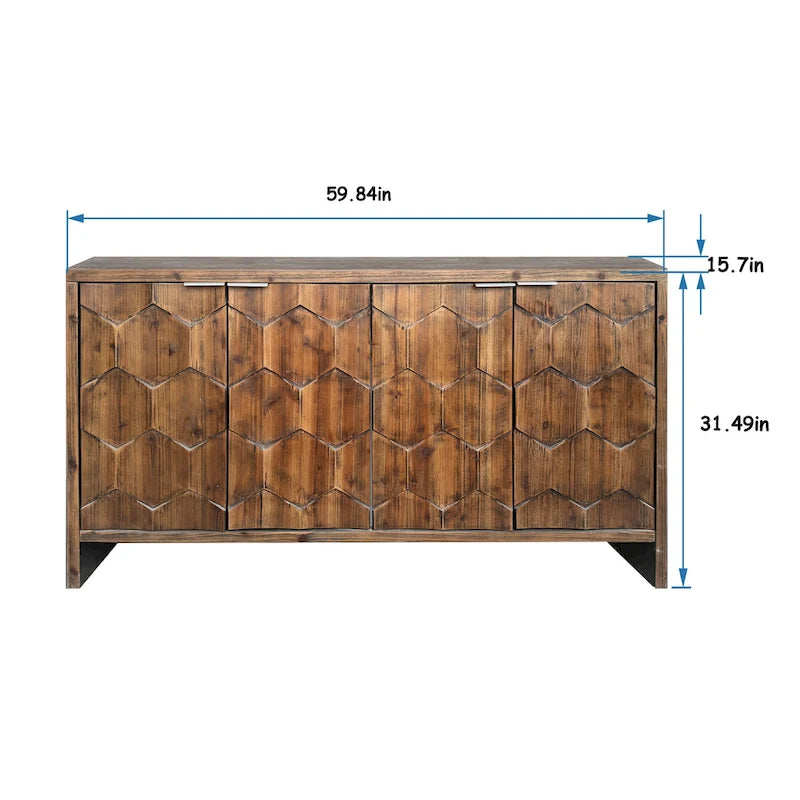 Meuble d'appoint 4 portes, en bois, buffet, meuble de rangement, pour salon, entrée, couloir