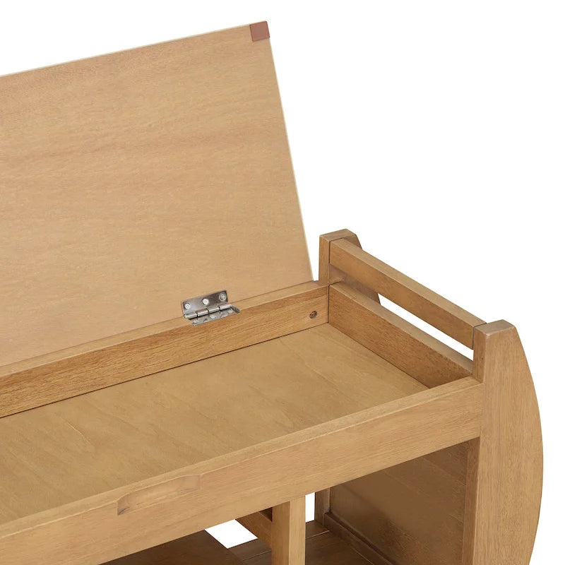 Banc de rangement rétro multifonctionnel avec coussin et panneau latéral incurvé pour l'entrée et le salon