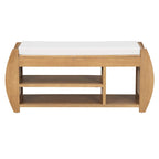 Banc de rangement rétro multifonctionnel avec coussin et panneau latéral incurvé pour l'entrée et le salon