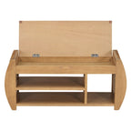 Banc de rangement rétro multifonctionnel avec coussin et panneau latéral incurvé pour l'entrée et le salon